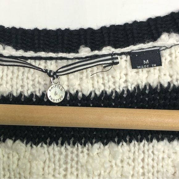 KNITTED and knotted by Anthropologie, black & white stripe, loose knit, sweater - Picture 4 of 11